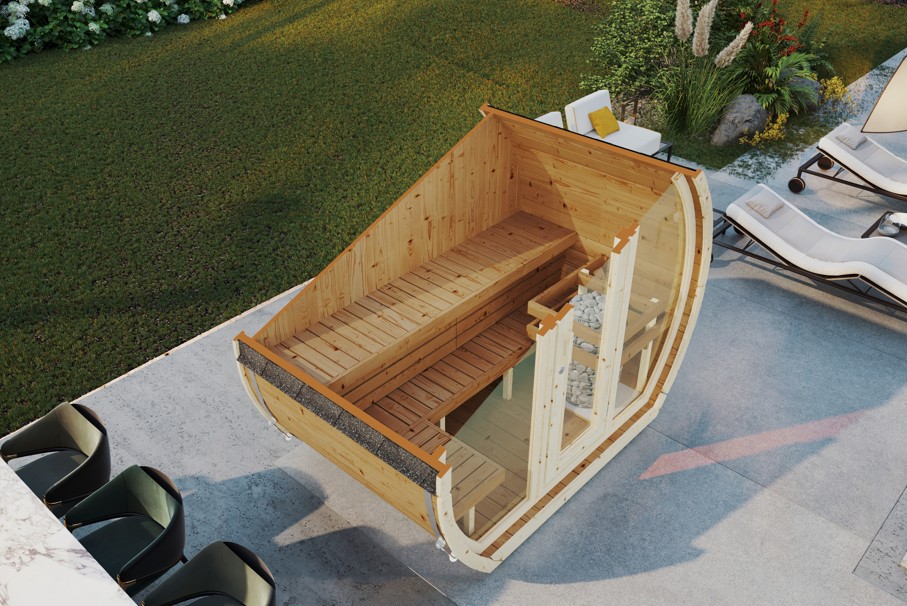 Outdoor Sauna AURORA 160 Thermoholz – **Platin Version**